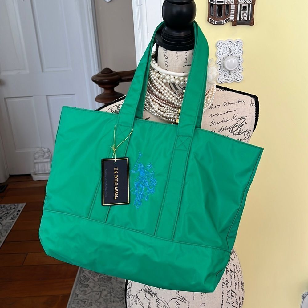 Kelly Green US Polo Big Pony Nylon Tote NWT EUC
